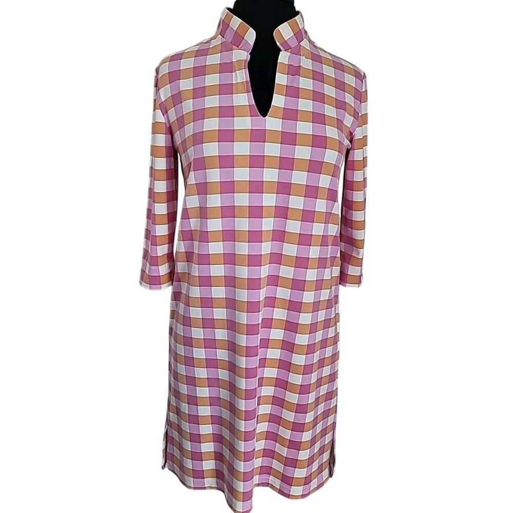 Sailor Sailor by Just Madras Pink Check Shift Dress M Coastal Luxe USA